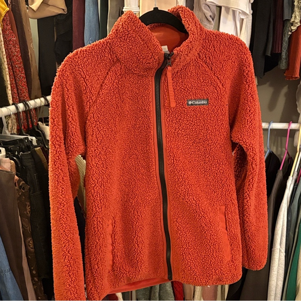 Columbia Rust-Orange Sherpa Fleece Zip Jacket